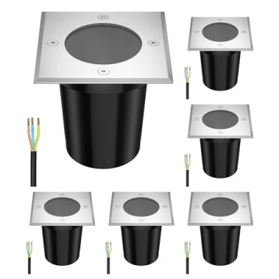 Image de ledscom.de 6 pièces luminaire encastré de sol RELI pour l&#039;extérieur, IP67, inox, carré, 11 x 11cm, 1x GU10 max. 15W
