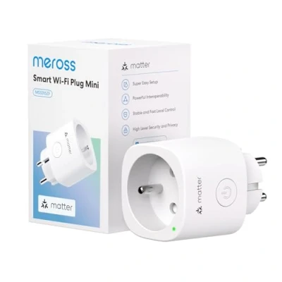 Image de meross Prise Connectée Matter (Type E), 16A WiFi Compatible avec Apple Home, Alexa et Google Mesure d&#039;Énergie pour Panneau Solaire Photovoltaïque, Commande Vocale à Distance