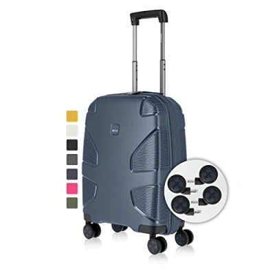 Image de IMPACKT Valise Rigide IP1 à 4 Roues en matériau recyclé avec roulettes clic interchangeables, Glacierblue, 67 cm (Größe M), Casual