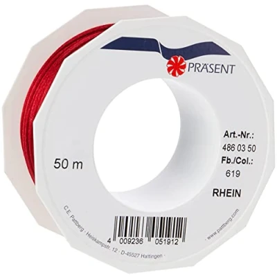 Image de PRÄSENT C.E. Pattberg RHEIN Fil Queue de Rat Bordeaux, Bobine 50 m Cordon Satin pour Bracelet, cordelette Collier, Largeur 3 mm, Emballage Cadeau, Accessoire décoration