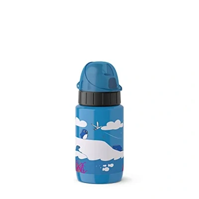 Image de Emsa Light Steel 518358 Gourde en acier inoxydable avec fermeture automatique, 0,4 l taille unique Motif pingouin
