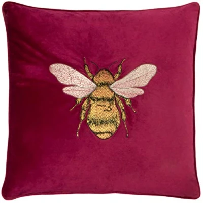 Image de Paoletti Hortus Coussin, Velours, Fuschia, 50 x 50cm