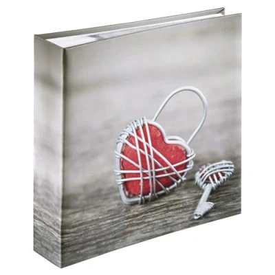 Image de Hama album photo traditionnel &quot;Rustico&quot; (album mémo, de 22,5 x cm, 100 pages blanches, 200 photos au format 10x15, idéal pour le scrapbooking, insertion des photos) Metal Heart