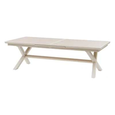 Image de Table de jardin extensible &quot;Axiome&quot; effet bois lin &amp; blanc 12 places en aluminium Hespéride Argile