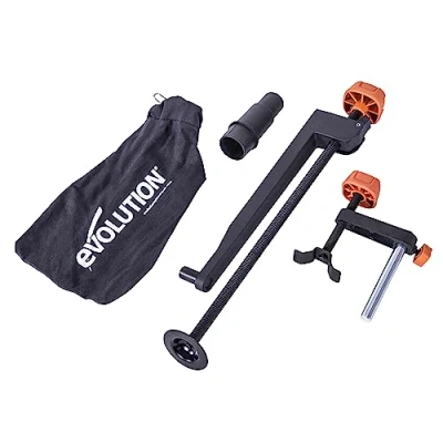 Image de Evolution Power Tools R255SMS Pack d’accessoires pour scie à onglets, comprend 2 pinces de serrage, un sac poussière et adaptateur port d’aspiration, 255mm