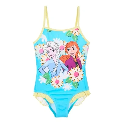Image de La Reine des Neiges, Maillot De Bain 1 Pièces Fille (Bleu,6 Ans)