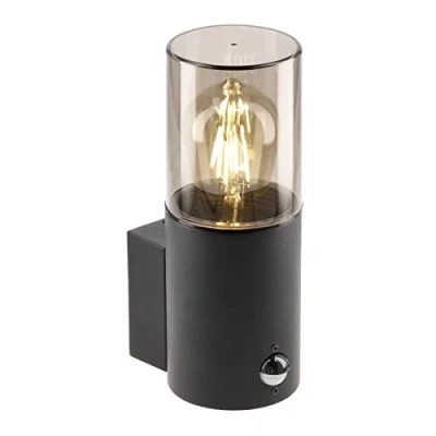 Image de CGC Lighting Applique murale extérieure, moderne, ampoule E27 (Non incluse) Patio, Garage, Jardin, Porte d&#039;entrée (Noir PIR)