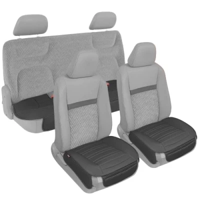 Image de Motor Trend Housses de siège pour Voitures, camions, VUS Ensemble Complet rembourrées en Similicuir avec Poches Rangement Noir
