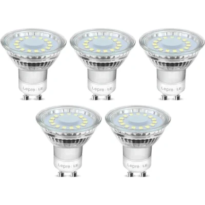Image de Lepro Ampoule GU10 LED, Blanc Froid 5000K, 4W Équivaut à 50W Halogène, 325lm, 110 Larges Faisceaux, Ampoules Spot Non dimmable, Lot de 5
