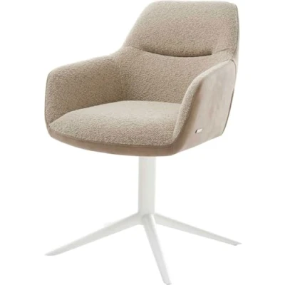 Image de chaise pivotante Pejo Flex tissu mixte couleur boue pied de 4 branches blanc pivotement sur 360 fonction bascule ressorts ensachés