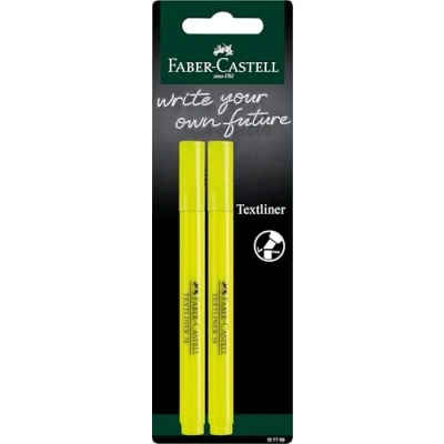Image de FABER CASTELL 157799 Surligneur set 38, de 2, jaune fluo, avec pointe biseautée longue durée, largeur trait 1 4 mm