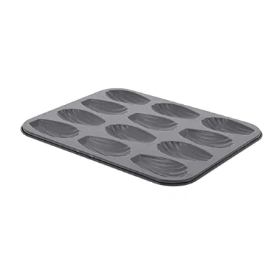 Image de de Buyer Plaque 12 madeleines en acier antiadhésif 26 x 20 1,4 cm , Noir