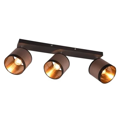 Image de Reality Leuchten Spot bar Davos R81553041, taupe noir métal chromé tissu gris/blanc, sauf 3x E14