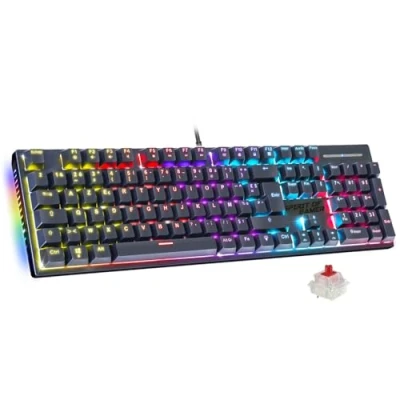 Image de Spirit Of Gamer XPERT K250, Clavier Mecanique AZERTY Swtich Rouge, 17 Modes de Rétroéclairage RGB, Technologie N Key Rollover 26 Touches Antighosting, Connexion Filaire, 2 Switchs Inclus, Noir
