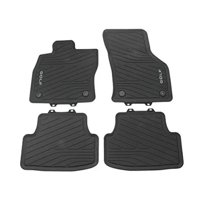 Image de Volkswagen 5H106150082V Lot de 4 Tapis Sol en Caoutchouc qualité supérieure pour Toutes Les Saisons avec Inscription Golf Ne Convient Pas Mild Hybrid MHEV (Code PR 0K4) Noir