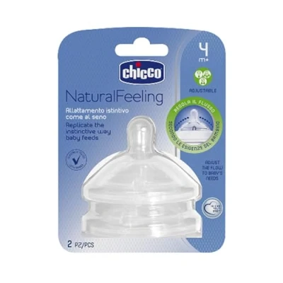 Image de Chicco Tétine Silicone Natural Feeling Flux Variable Bout Droit x 2 4 Mois+