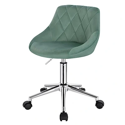 Image de EUGAD 1 X Tabouret de Bureau Roulant pivotant et réglable,Chaise en Velours à roulettes, Turquoise 0170BGY