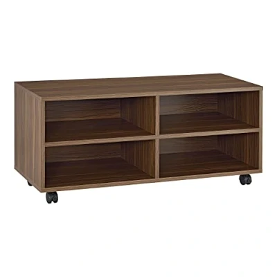 Image de [en.casa] Meuble de Rangement à roulettes Étagère Commode Roulant Panneau Particules 90 x 35 41 cm Effet Bois Foncé