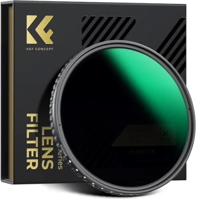 Image de 46mm ND8 ND128 Filtre Gris Neutre Variable Ultra Mince sans Croix Noir, Revêtement Nanométrique(3 7 Stop)