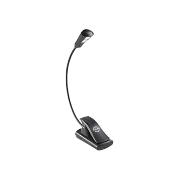 Image de K&amp;M 12242 Lampe de pupitre 2 LED FlexLight Schwarz fixation par clip col cygne flexible, luminosité 800 Lux