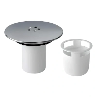Image de Couvercle de vidange douche siphon pour bonde 90 mm/115 mm rechange sortie finition chromée Rubigo (base blanche)