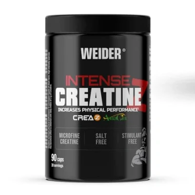 Image de Weider Intense Creatine Z (90 Gélules). Gélules à base de Créatine Pure marque CreaZ, avec AtsraGin améliorant l&#039;absorption, 3g créatine/portion, pour augmenter les Performances Physique (30 portions)