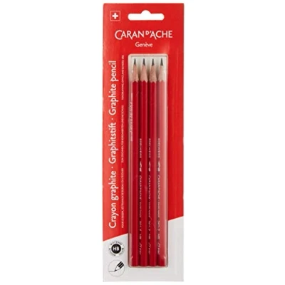 Image de Caran d&#039;Ache 0341.372, 106230 Lot de 4 crayons d&#039;écolier en bois avec motif edelweiss Rouge 14 cm