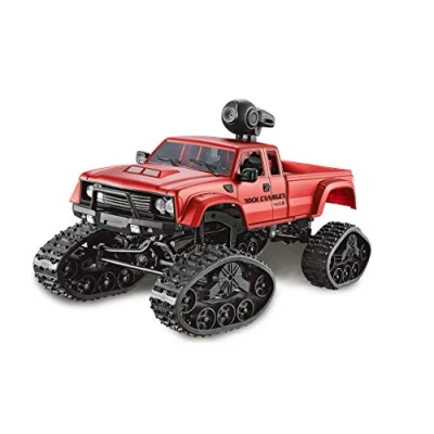 Image de Amewi 22391 Camion Pick up FPV avec Roues et chaînes 4WD 1:16 Rouge,