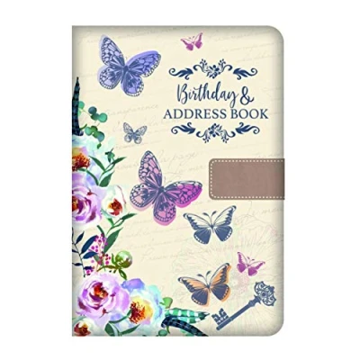 Image de carnet d&#039;adresses téléphoniques et d&#039;anniversaire avec index A Z en tissu de style vintage, couverture souple rembourrée format A5, fermeture magnétique