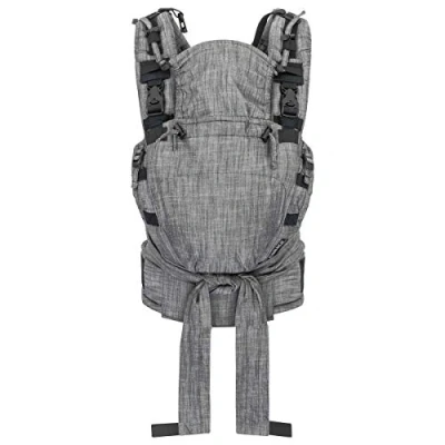 Image de Hoppediz Porte bébé Nabaca, dès la naissance (2.5 20 kg), Inclus un panneau dorsal interchangeable en deux tailles (S &amp; M), Taille Réglable, Basic Set Denim noir