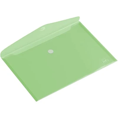 Image de HF2 Enveloppe Porte document (lot de 10), Taille A5, Pochette avec fermeture auto agrippante, Vert transparent, Pour la maison, bureaux, école, Support document, Format paysage
