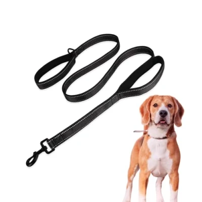Image de Edipets, Grande Sangle pour Chien avec Double poignée rembourrée, réfléchissante, 1,8 m, antidérapante, Chiens Moyens et grands (Noir/Noir)