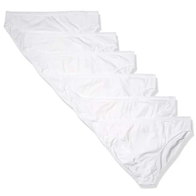 Image de Amazon Essentials Culotte en Coton à Jambe échancrée (Grandes Tailles Disponibles) Femme, Lot de 6, Blanc, 46