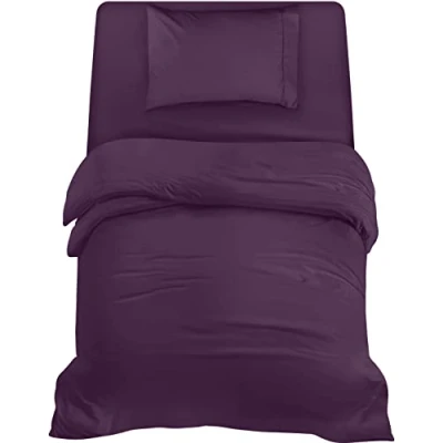 Image de Utopia Bedding Housse de Couette 135x200cm, Drap 90x190cm et Taie d&#039;oreiller 50x75cm Microfibre brossée Polyester Douce (Pourpre)