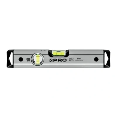 Image de PRO600 Niveau À Bulle avec Aimants 30cm Anodisé La Dureté 9 sur l&#039;échelle de Mohs Profil Ergonomique et ERS+ (Easy Reading System) a précis embouts Antichocs Couleur Argent