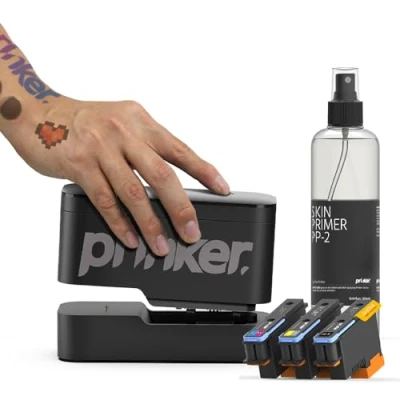 Image de Prinker S Imprimante de Tatouage Temporaire pour des Tatouages Ephémères et Personnalisés avec Encres Cosmétiques Noire Couleur Compatible iOS &amp; Android