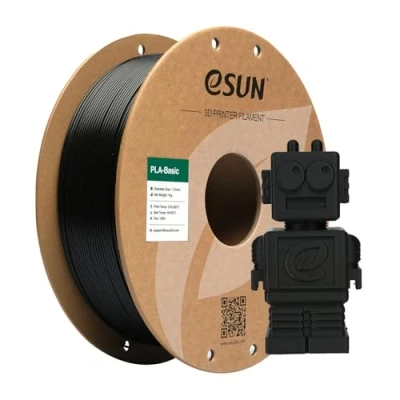 Image de eSUN PLA Filament 1.75mm, Basic Précision Dimensionnelle +/ 0.05mm, Bobine de 1KG (2.2 LBS) Rapide pour 3D Imprimantes,Noir