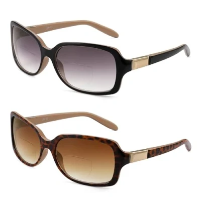 Image de JM Lunettes de Lecture Classiques Soleil Dégradées élégantes Carrées Lecteurs pour Femmes +2.5 Noir + Tortue