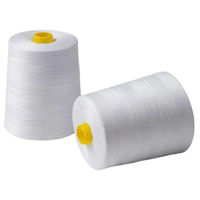 Image de IPEA Fil à coudre pour machine et coupe bordures 2 grandes bobines de 9000 mètres (18000 m au total) en polyester coutures Différentes couleurs choix Blanc Hauteur 12 cm