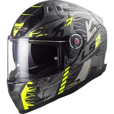 Image de LS2, Casque intégral Moto Vector II Techbot, Titanium Yellow 4XL