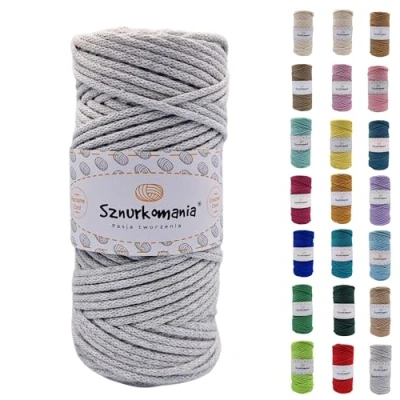 Image de cordon en coton de 3 mm, 100 m, 46 couleurs, tressé macramé, fil qualité supérieure, corde à macramé (gris clair)