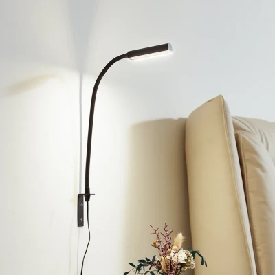 Image de Lindby lampe de lecture LED Flexola, noir, angulaire, fiche
