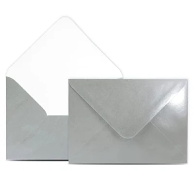 Image de Colours 4 you Lot de 75 Enveloppes DIN C6 Argent 11,4 x 16,2 cm avec rabat pointu à collage humide 90 g/m² sans fenêtre