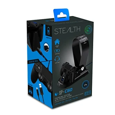 Image de Station de Recharge STEALTH SP C60 Noire Support Casque et Chargeur pour Manette PS4