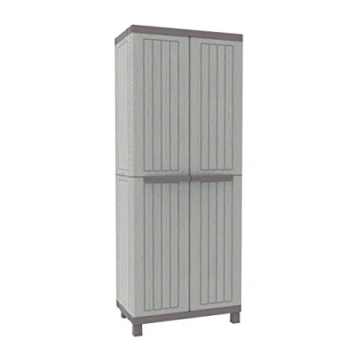 Image de Terry C Wood 3680, Armoire d&#039;Intérieur et d&#039;Extérieur à 2 Portes Effect Bois, Séparation Verticale 3 Étagères Intérieures