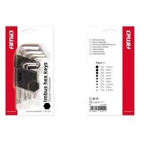 Image de AMiO 01041 Ensemble de tournevis coudés T10,T15,T20,T25,T27, T30,T40,T45,T50 Acier chrome vanadium 9