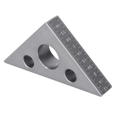 Image de Règle Triangulaire, D&#039;angle en Alliage D&#039;aluminium à 45/90 Degrés, Jauge Angle Droit Givré de 3,7 X 2,7 0,6 Pouces, Appareils Mesure Du Bois