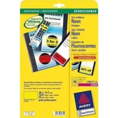 Image de AVERY Zweckform mini étiquettes d&#039;indication jaune fluoresce38,1 x 21,2 mm, pour imprimante laser