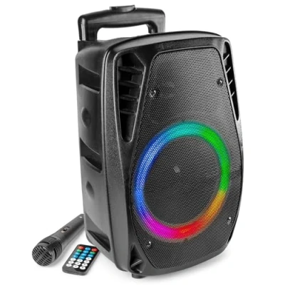 Image de Fenton FT8LED MK2 Enceinte Sono Portable avec Batterie et LEDs Intégrées, Puissance 300W, Technologie Bluetooth 5.0, Lecteur MP3 Intégré Microphone Inclus