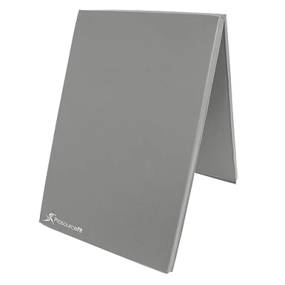 Image de ProsourceFit Bi Fold Folding Thick Exercise Mat 6’x2’ with Carrying Handles for MMA, Gymnastics Core Workouts, Grey